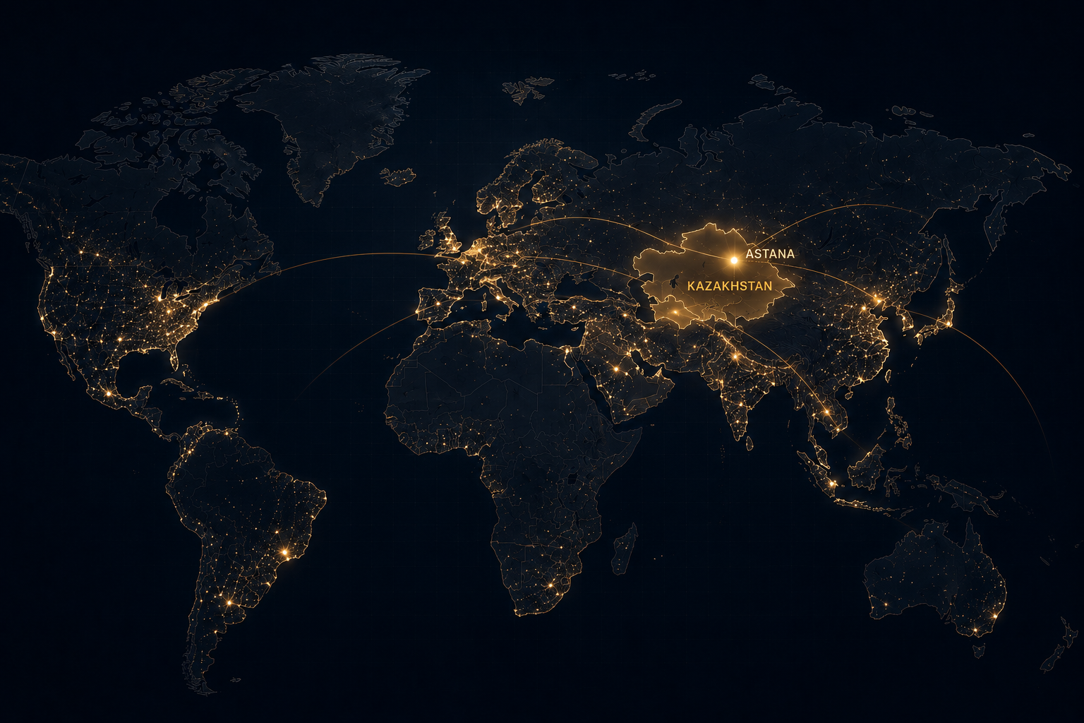 Kazakhstan and Astana global connections world map